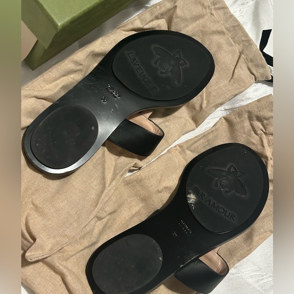 Gucci Women's Marmont Thong Sandals - Black Sandals Gold Hardware GOOD AS NEW - Picture 10 of 15